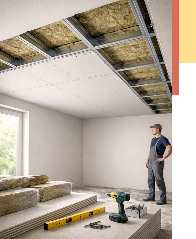 Звукоизоляция потолка ГКЛ в Кстово от 967 руб. — монтаж под ключ | ОТДЕЛОЧНИК-Ксв