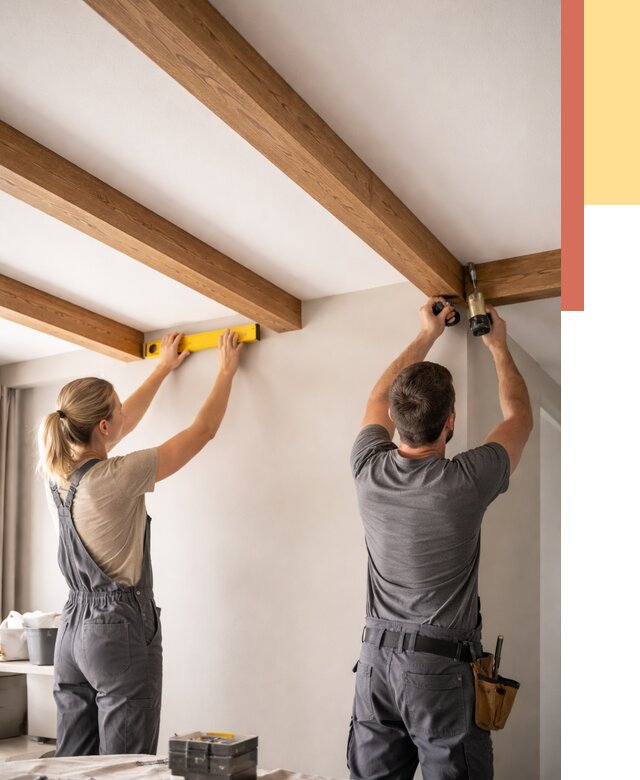 Монтаж декоративных балок на потолок в Кстово от 4277 руб. — ОТДЕЛОЧНИК-Ксв